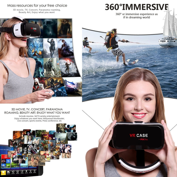 VR CASE RK-6TH Virtual Reality 3D Glasses with Bluetooth Remote Control for iPhone, Samsung, Huawei, Xiaomi, 4.7 inch - 6 inch Android & iOS Smartphone