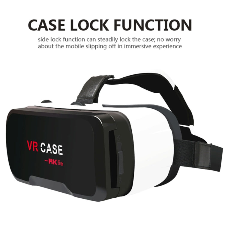 VR CASE RK-6TH Virtual Reality 3D Glasses with Bluetooth Remote Control for iPhone, Samsung, Huawei, Xiaomi, 4.7 inch - 6 inch Android & iOS Smartphone