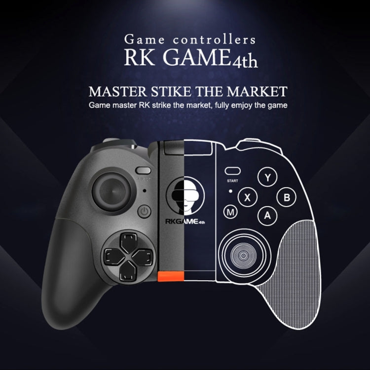 RKGAME 4th Wireless Bluetooth Gamepad Game Controller, For Android & iOS & PC(Black)