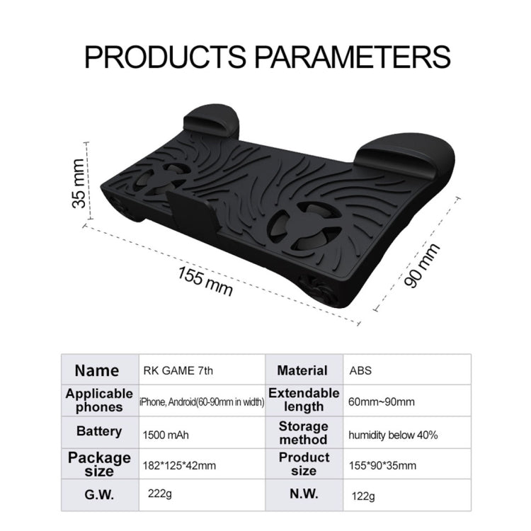 RK GAME 7th Power Bank ABS Stand Gamepad Game Controller for 2.4-3.5 inch Android & iOS Phone