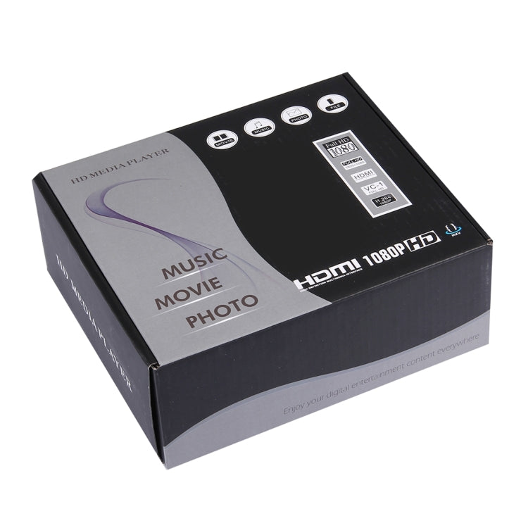 1080P HD Media Player with Remote Controller, Support HDD / SD Card / MMC / Flash Drive / HDMI Output(Black)