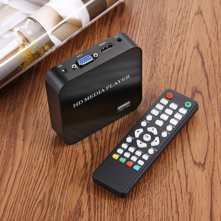 1080P HD Media Player with Remote Controller, Support HDD / SD Card / MMC / Flash Drive / HDMI Output(Black)