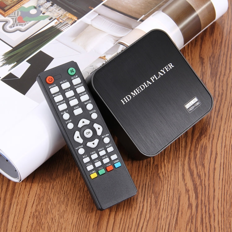 1080P HD Media Player with Remote Controller, Support HDD / SD Card / MMC / Flash Drive / HDMI Output(Black)