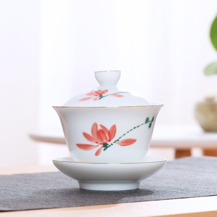 Hand Painting Ceramic Kungfu Teaware Teacup with Cover