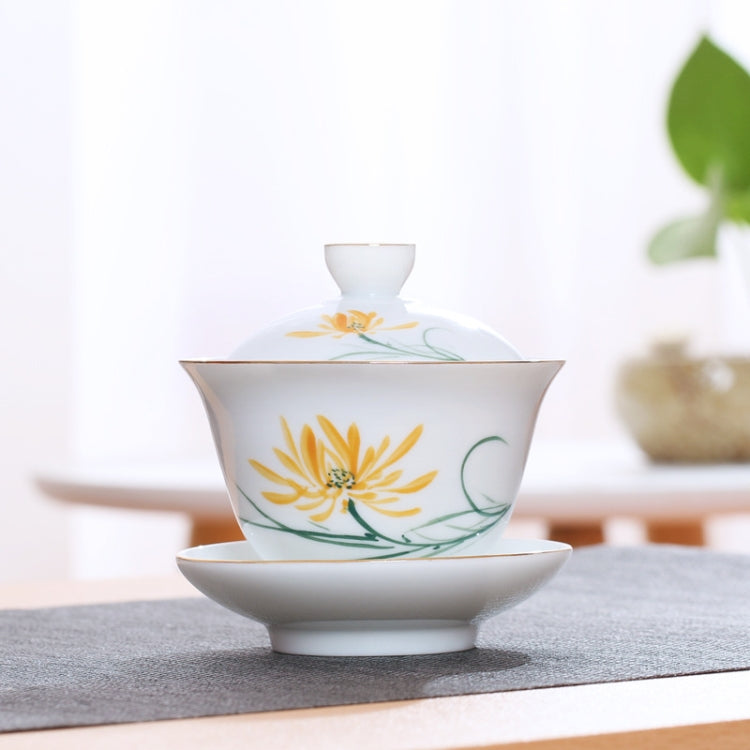 Hand Painting Ceramic Kungfu Teaware Teacup with Cover