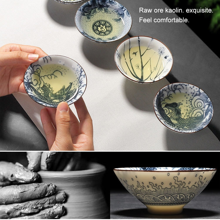 Household Hand-painted Ceramics Kung Fu Tea Set Teacup Tea Bowl, Size:Large