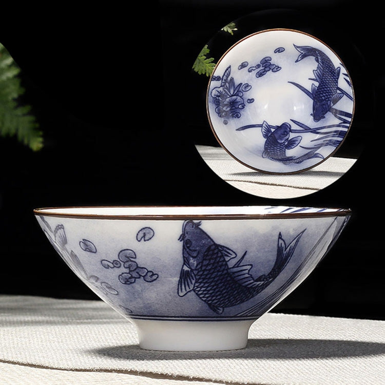 Household Hand-painted Ceramics Kung Fu Tea Set Teacup Tea Bowl, Size:Large