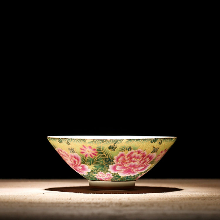 Pastel Painting Gold Enamel Flower Ceramic Tea Cup, Style: Three