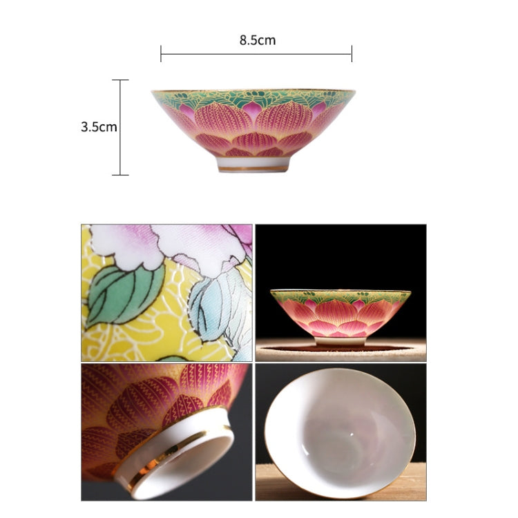 Pastel Painting Gold Enamel Flower Ceramic Tea Cup, Style: Three
