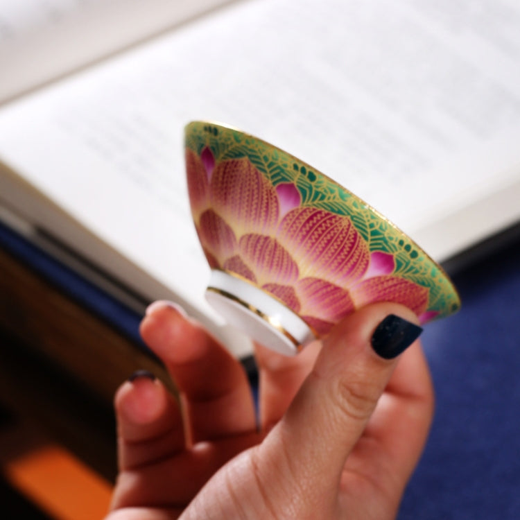 Pastel Painting Gold Enamel Flower Ceramic Tea Cup, Style: Three