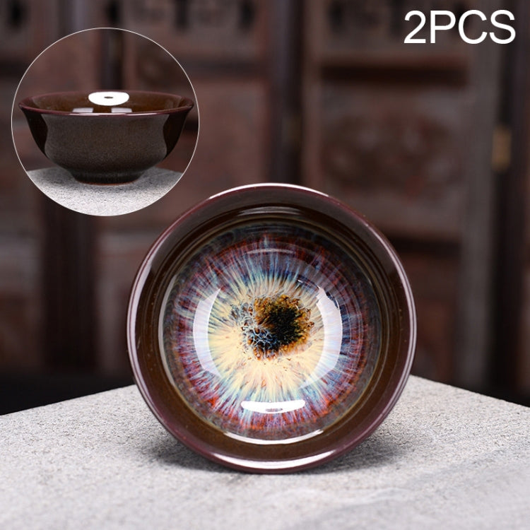 2 PCS Kiln Transmutation Kongfu Bowl Ceramic Tea Cup 10-1