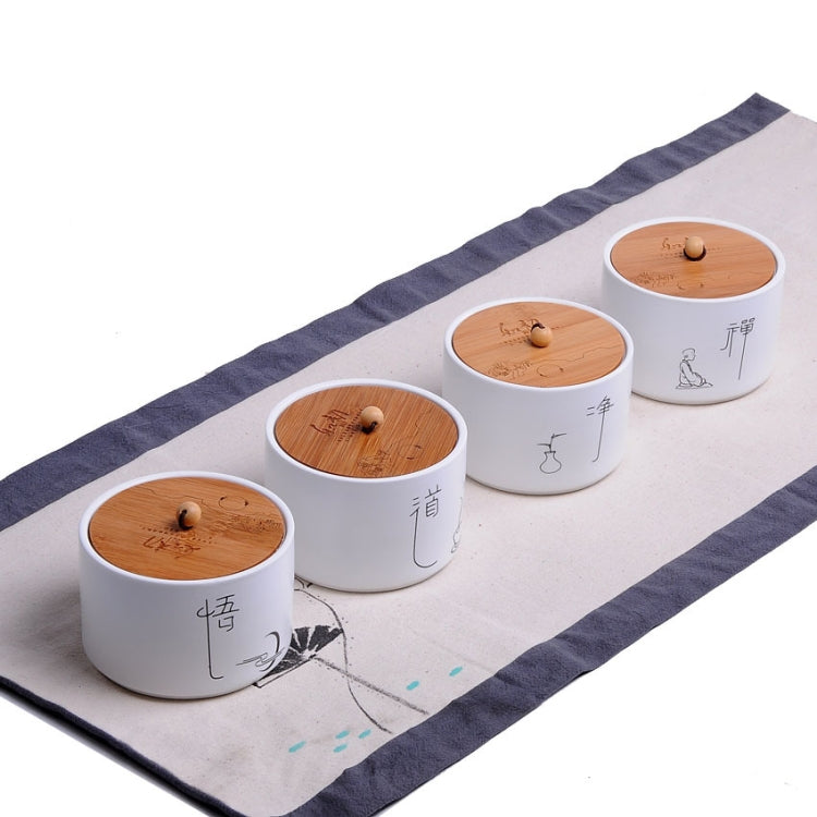 Ceramic Sealed Storage Tea Can, Size: 10 x 7cm, Chinese Characters: Preach