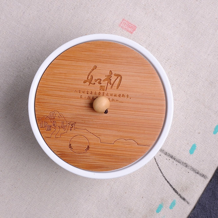 Ceramic Sealed Storage Tea Can, Size: 10 x 7cm, Chinese Characters: Zen