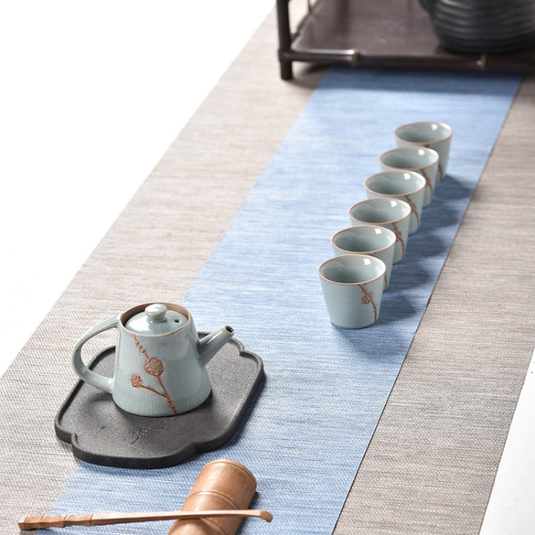 7 PCS Ceramic Kungfu Teaware Teapot Teacup Set, Shape:Side Handle