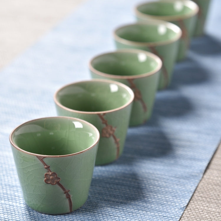 7 PCS Ceramic Kungfu Teaware Teapot Teacup Set, Shape:Side Handle