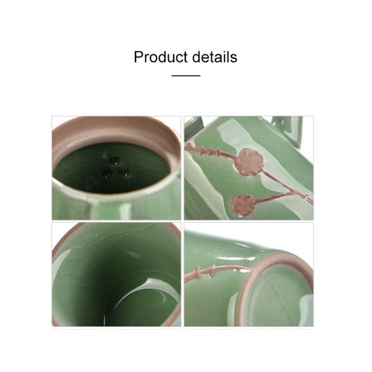7 PCS Ceramic Kungfu Teaware Teapot Teacup Set, Shape:Embossed Plum Blossom