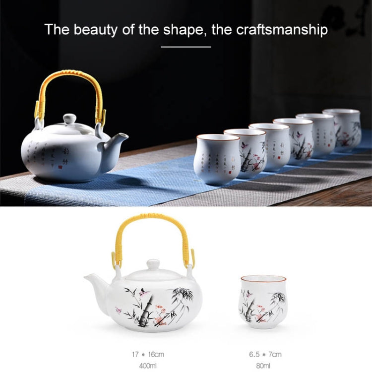 7 PCS Ceramic Kungfu Teaware Beam-lifting Teapot Teacup Set, Pattern:Shepherd Boy