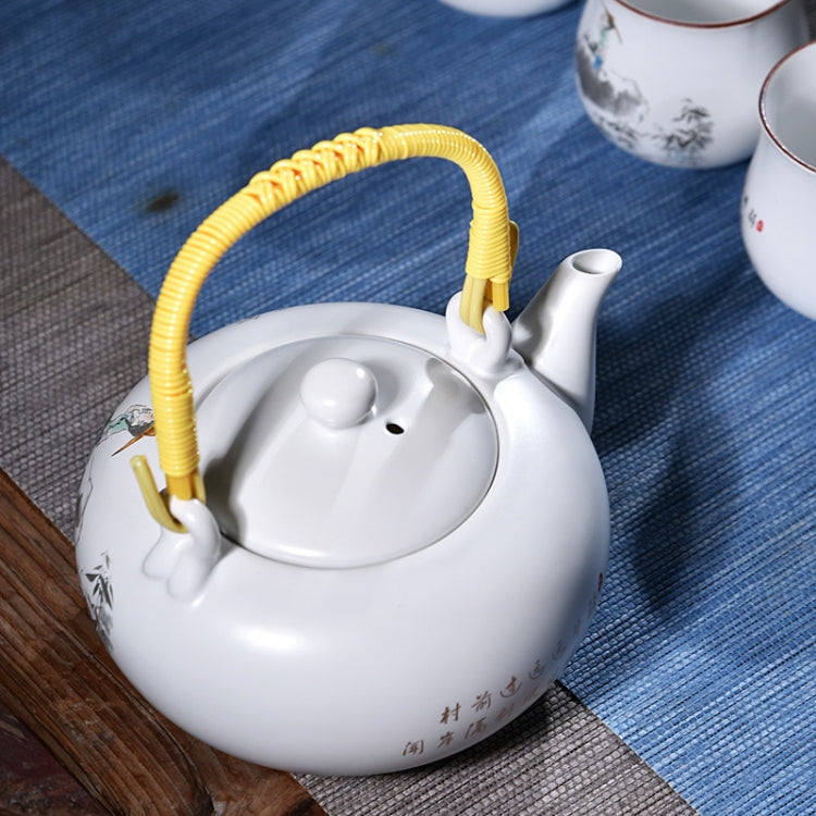 7 PCS Ceramic Kungfu Teaware Beam-lifting Teapot Teacup Set, Pattern:Cool Breeze Cool breeze