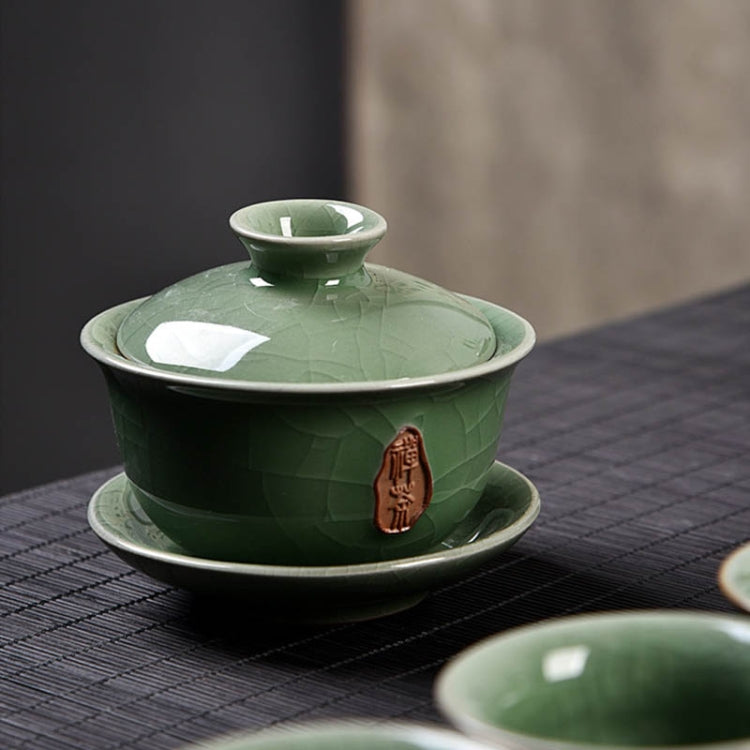 Ge Kiln Ceramic Kungfu Teaware Teacup Cover Bowl Set, Color:Blue