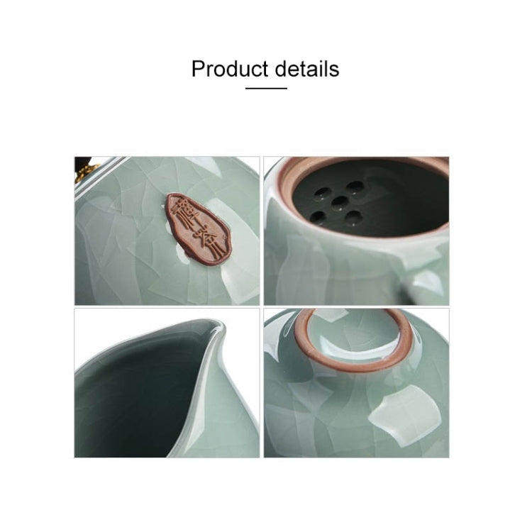 Ge Kiln Ceramic Kungfu Teaware Teacup Teapot Set, Color:Green