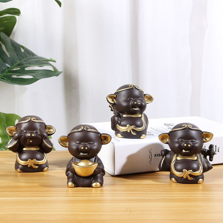 Creative Redware Tea Favors Tea Play Kungfu Teaware Decoration, Pig Zhu Bajie Series