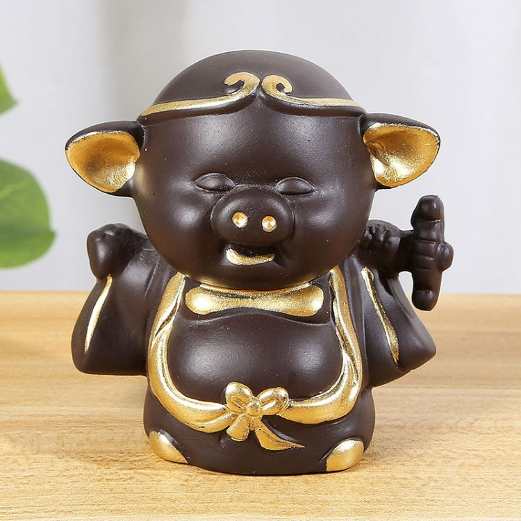 Creative Redware Tea Favors Tea Play Kungfu Teaware Decoration, Pig Zhu Bajie Series