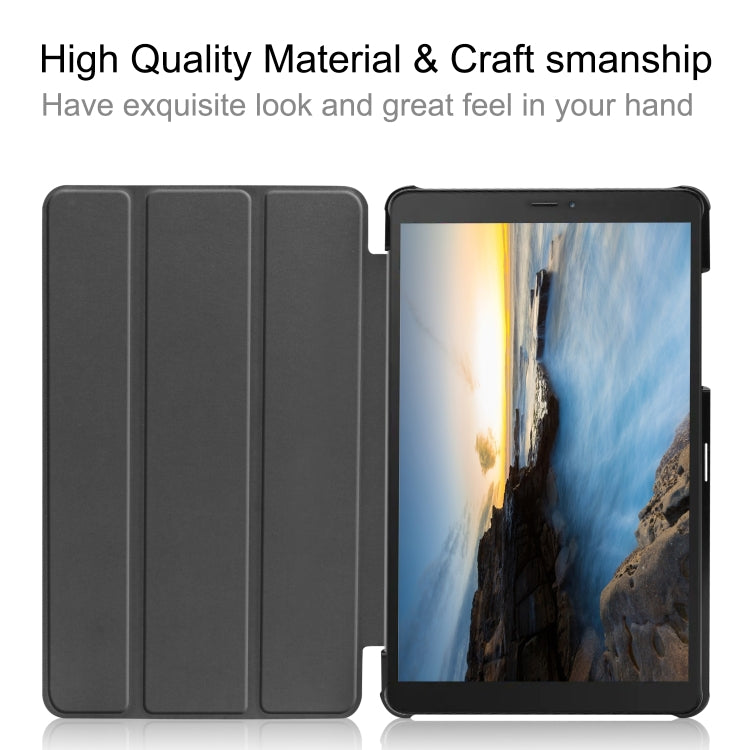 Tri-fold Cowhide Texture Horizontal Flip Leather Case for Galaxy Tab A 8.0 2019, with Holder