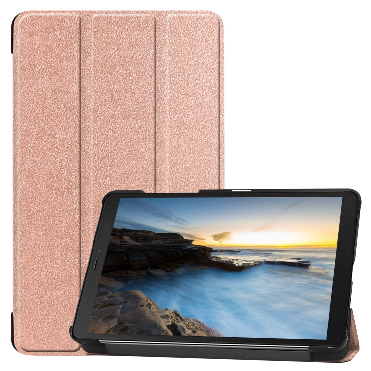 Tri-fold Cowhide Texture Horizontal Flip Leather Case for Galaxy Tab A 8.0 2019, with Holder