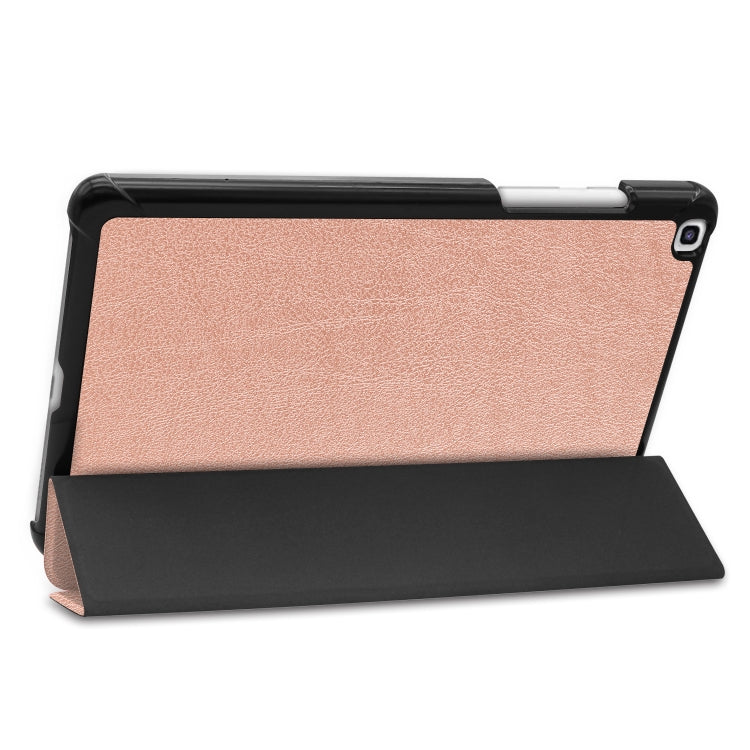 Tri-fold Cowhide Texture Horizontal Flip Leather Case for Galaxy Tab A 8.0 2019, with Holder