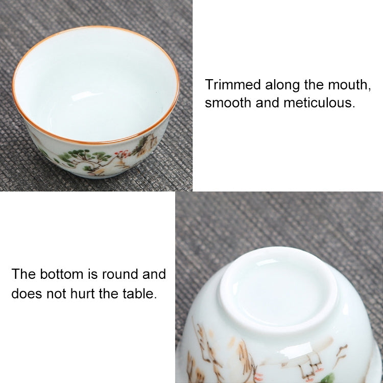 5 in 1 Hand-painted Outdoor Portable Travel Storage Teapot Kungfu Cup Tea Set