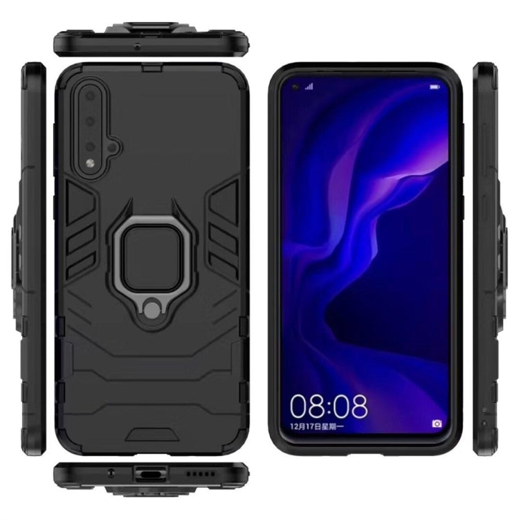 PC + TPU Shockproof Protective Case with Magnetic Ring Holder for Huawei Nova 5 Pro