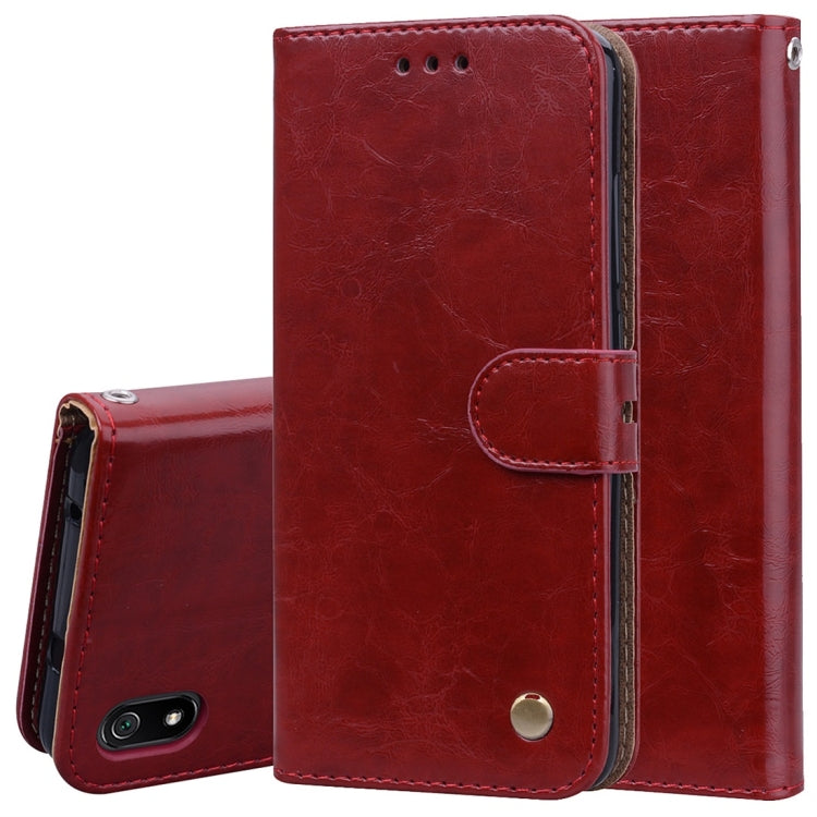 Business Style Oil Wax Texture Horizontal Flip Leather Case for Xiaomi Redmi 7A, with Holder & Card Slots & Wallet