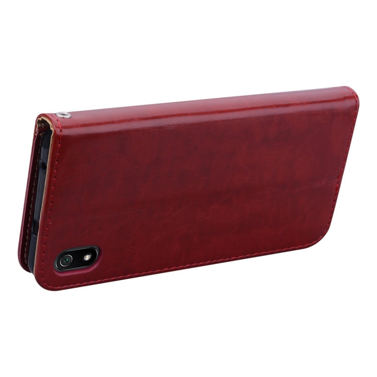 Business Style Oil Wax Texture Horizontal Flip Leather Case for Xiaomi Redmi 7A, with Holder & Card Slots & Wallet