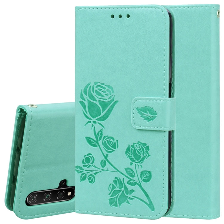 Rose Embossed Horizontal Flip PU Leather Case with Holder & Card Slots & Wallet for Huawei Honor 20