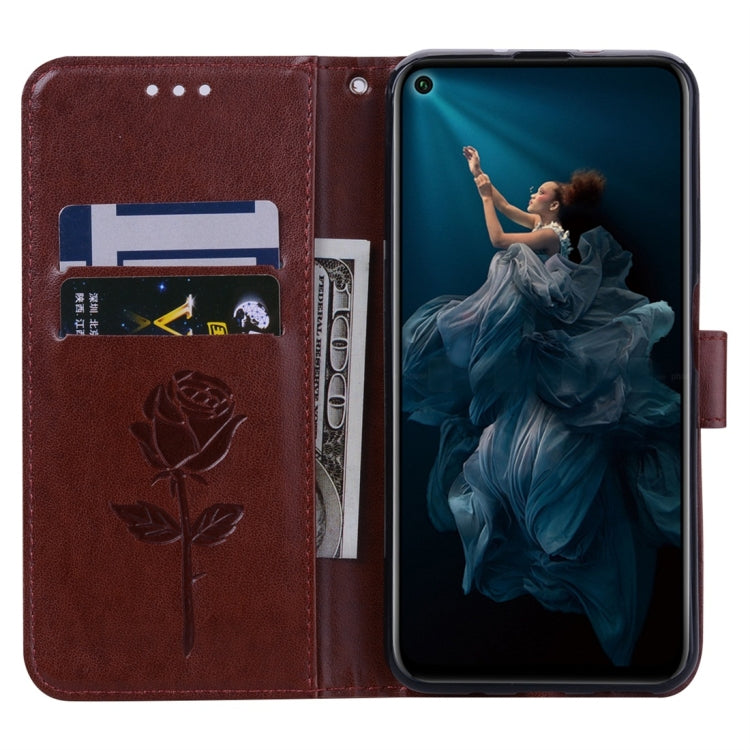 Rose Embossed Horizontal Flip PU Leather Case with Holder & Card Slots & Wallet for Huawei Honor 20