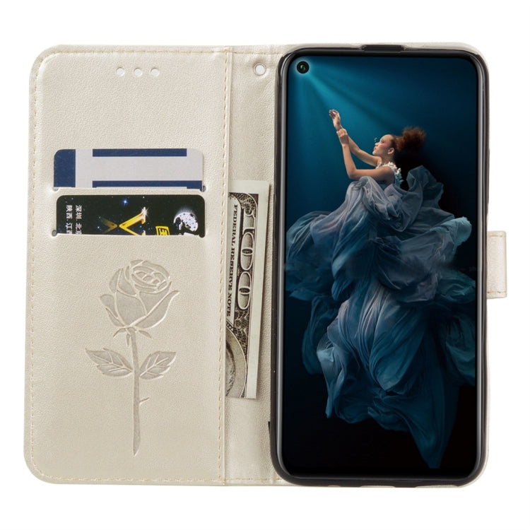 Rose Embossed Horizontal Flip PU Leather Case with Holder & Card Slots & Wallet for Huawei Honor 20 Pro