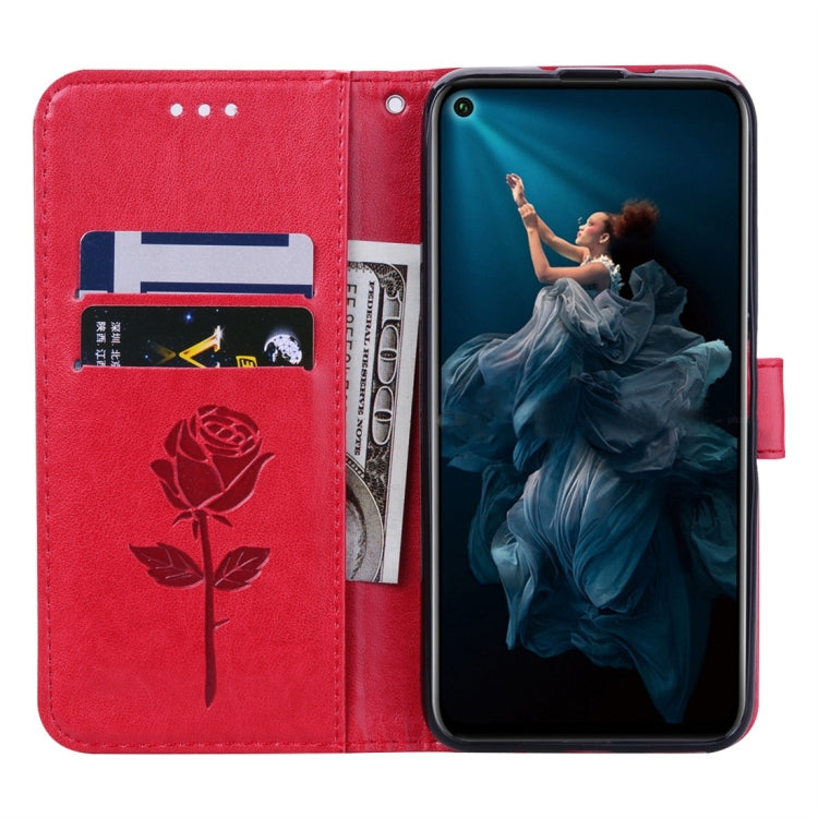 Rose Embossed Horizontal Flip PU Leather Case with Holder & Card Slots & Wallet for Huawei Honor 20 Pro