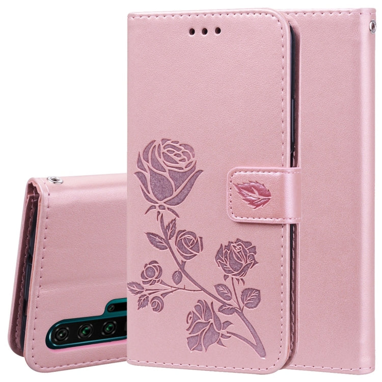 Rose Embossed Horizontal Flip PU Leather Case with Holder & Card Slots & Wallet for Huawei Honor 20 Pro