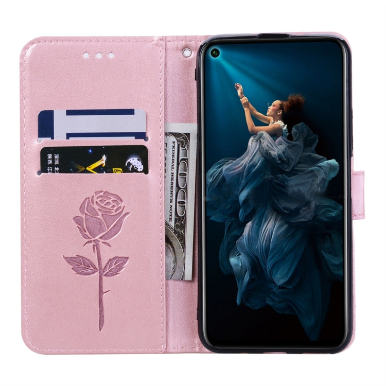 Rose Embossed Horizontal Flip PU Leather Case with Holder & Card Slots & Wallet for Huawei Honor 20 Pro