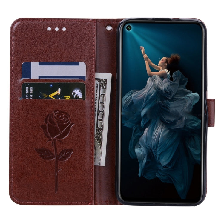 Rose Embossed Horizontal Flip PU Leather Case with Holder & Card Slots & Wallet for Huawei Honor 20 Pro