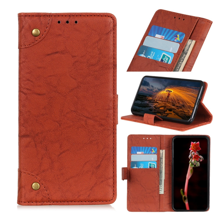 Copper Buckle Retro Texture Horizontal Flip Leather Case with Holder & Card Slots & Wallet for HTC D19+