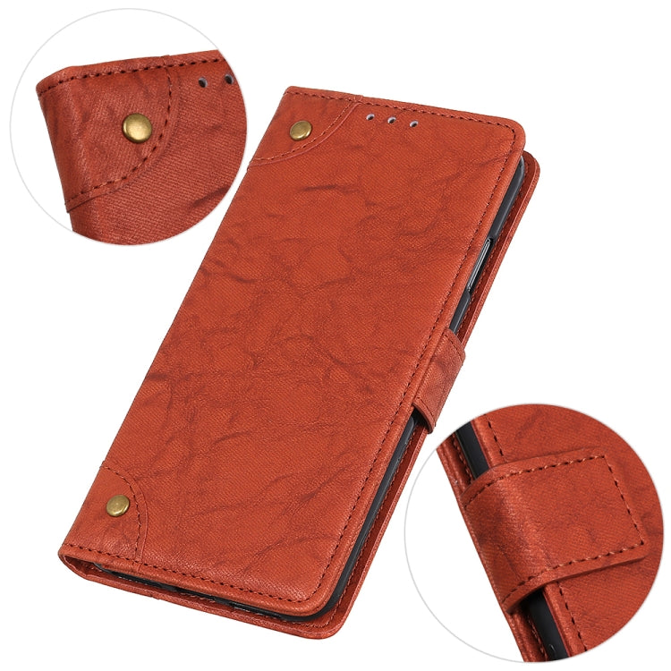 Copper Buckle Retro Texture Horizontal Flip Leather Case with Holder & Card Slots & Wallet for HTC D19+