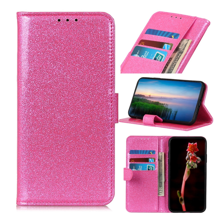 Glitter Powder Waterproof Horizontal Flip Leather Case with Card Slots & Holder for Galaxy A50