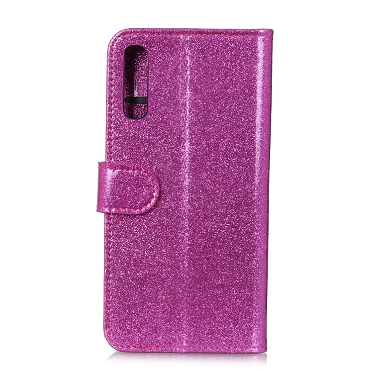 Glitter Powder Waterproof Horizontal Flip Leather Case with Card Slots & Holder for Galaxy A50