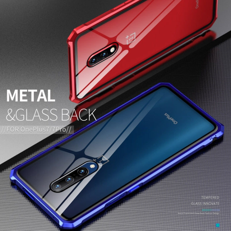 Buckle Series Metal Frame + Tempered Glass Protective Case for OnePlus 7 Pro