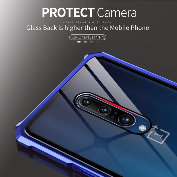 Buckle Series Metal Frame + Tempered Glass Protective Case for OnePlus 7 Pro