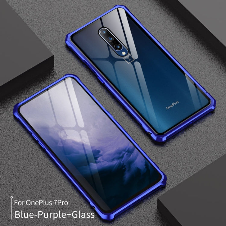 Buckle Series Metal Frame + Tempered Glass Protective Case for OnePlus 7 Pro