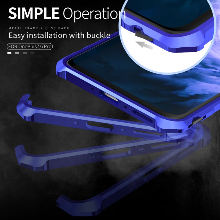 Buckle Series Metal Frame + Tempered Glass Protective Case for OnePlus 7 Pro