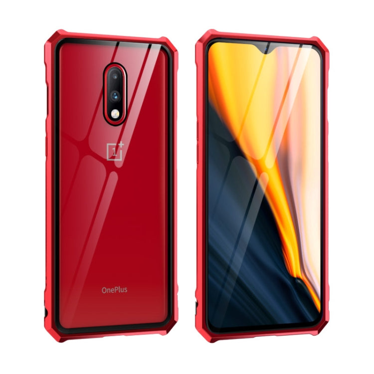 Buckle Series Metal Frame + Tempered Glass Protective Case for OnePlus 7 Pro