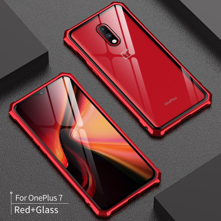 Buckle Series Metal Frame + Tempered Glass Protective Case for OnePlus 7 Pro